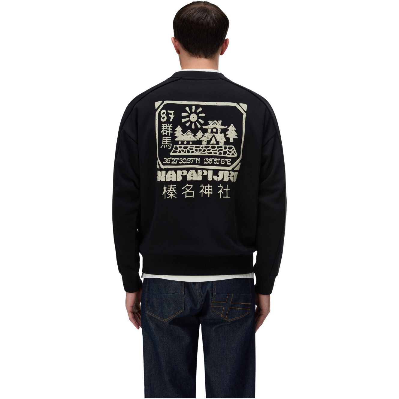 2026 Napapijri Mens Teza Crew Sweatshirt NP0A8AHF941 - Black Beauty